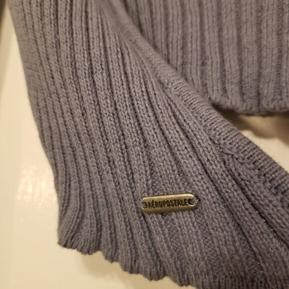 Aeropostale Periwinkle Long Sleeve Knit Crop Wraparound Collar Top Women xsmall - Picture 5 of 10